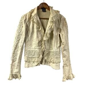 Heart Moon Star Top Vintage Ivory Ruffle Victorian Shabby Chic Boho